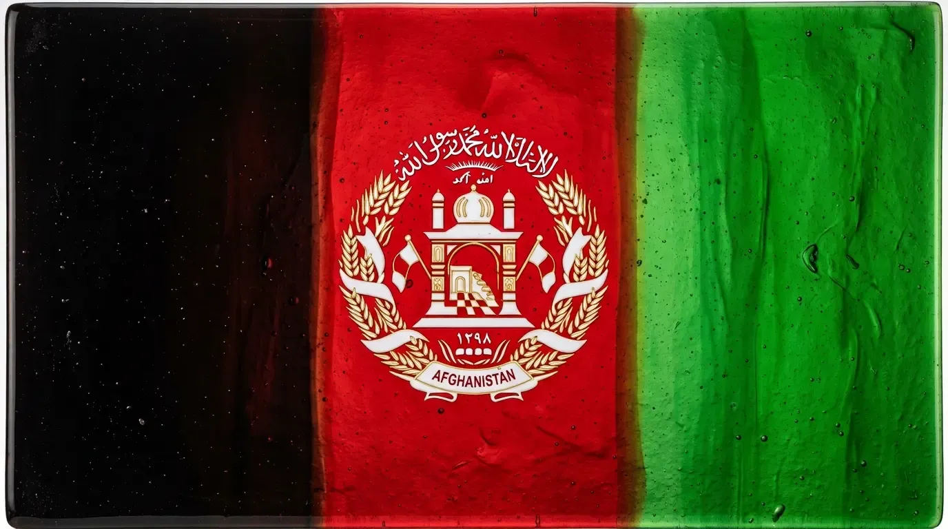 Panneau artistique en verre fusionné avec le drapeau de Afghanistan