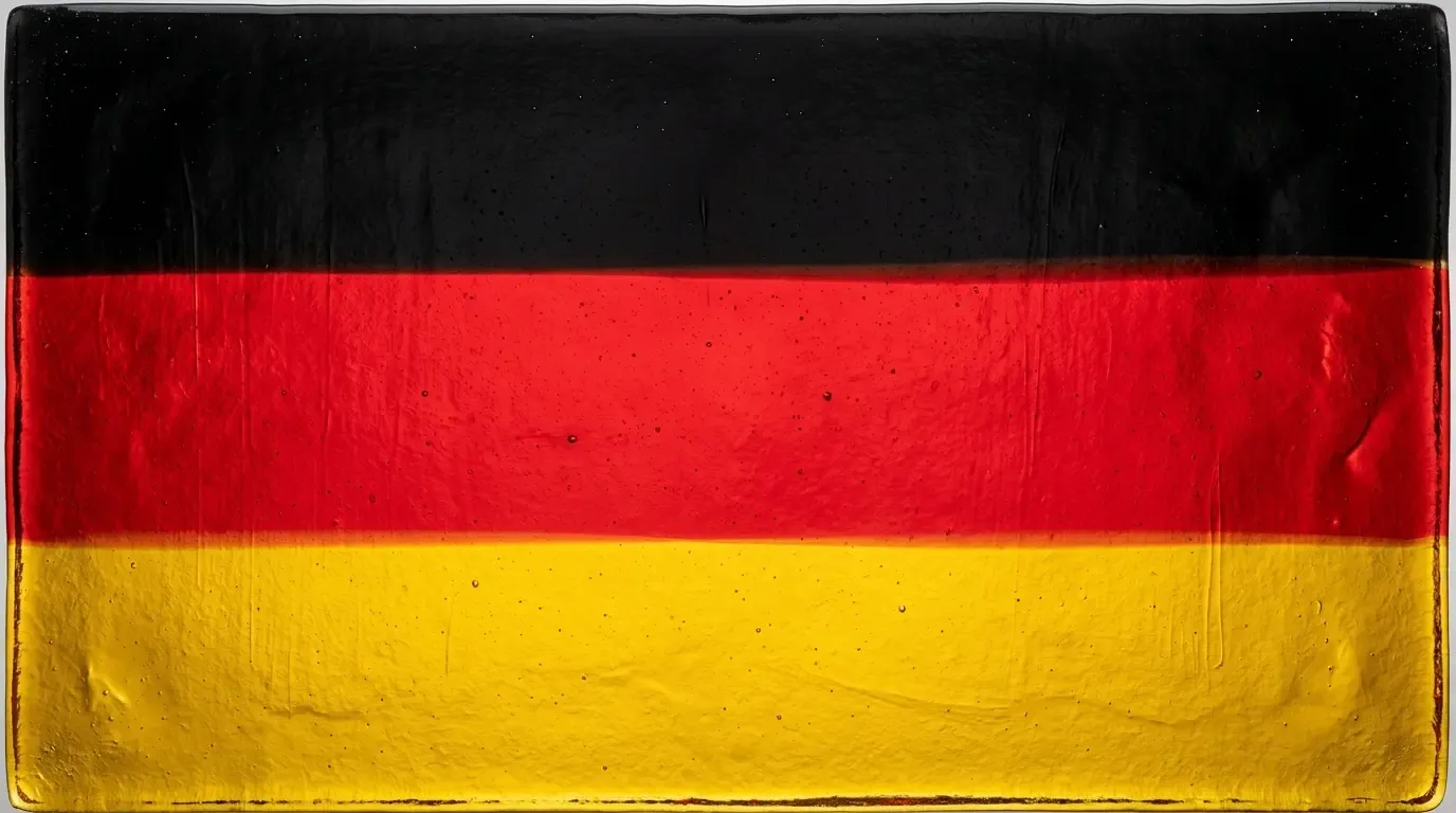 Artistic fused glass panel with the flag of Germany