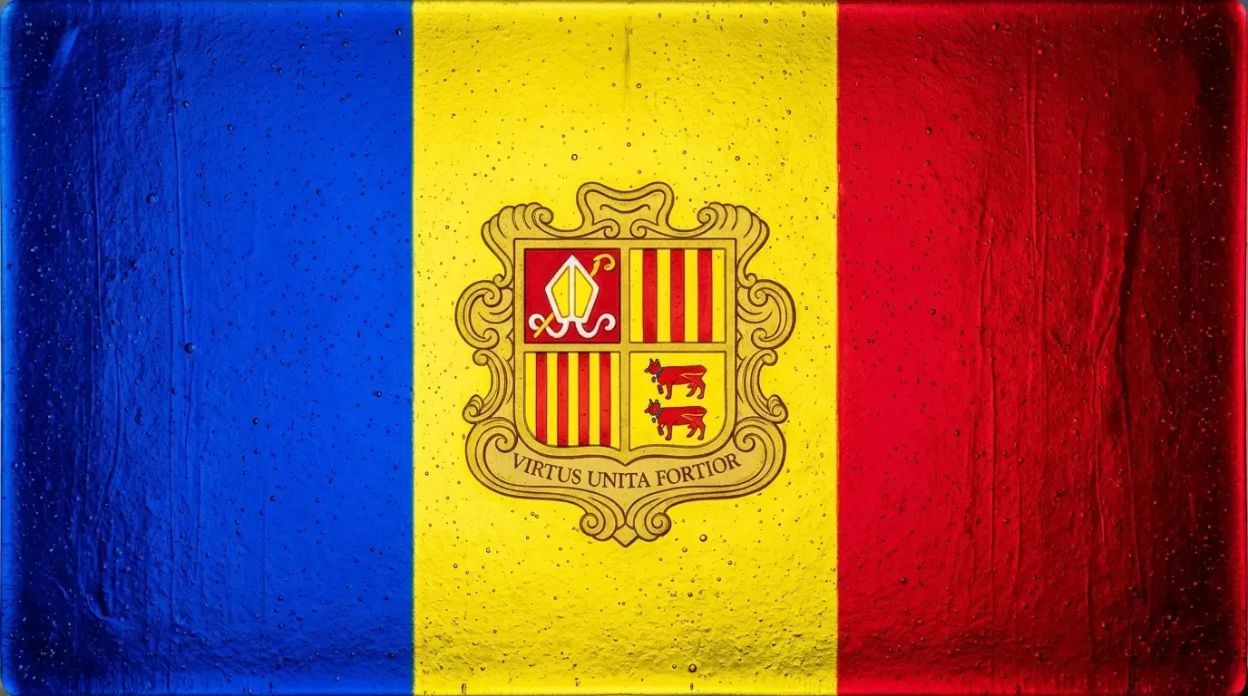 Panneau artistique en verre fusionné avec le drapeau de Andorre
