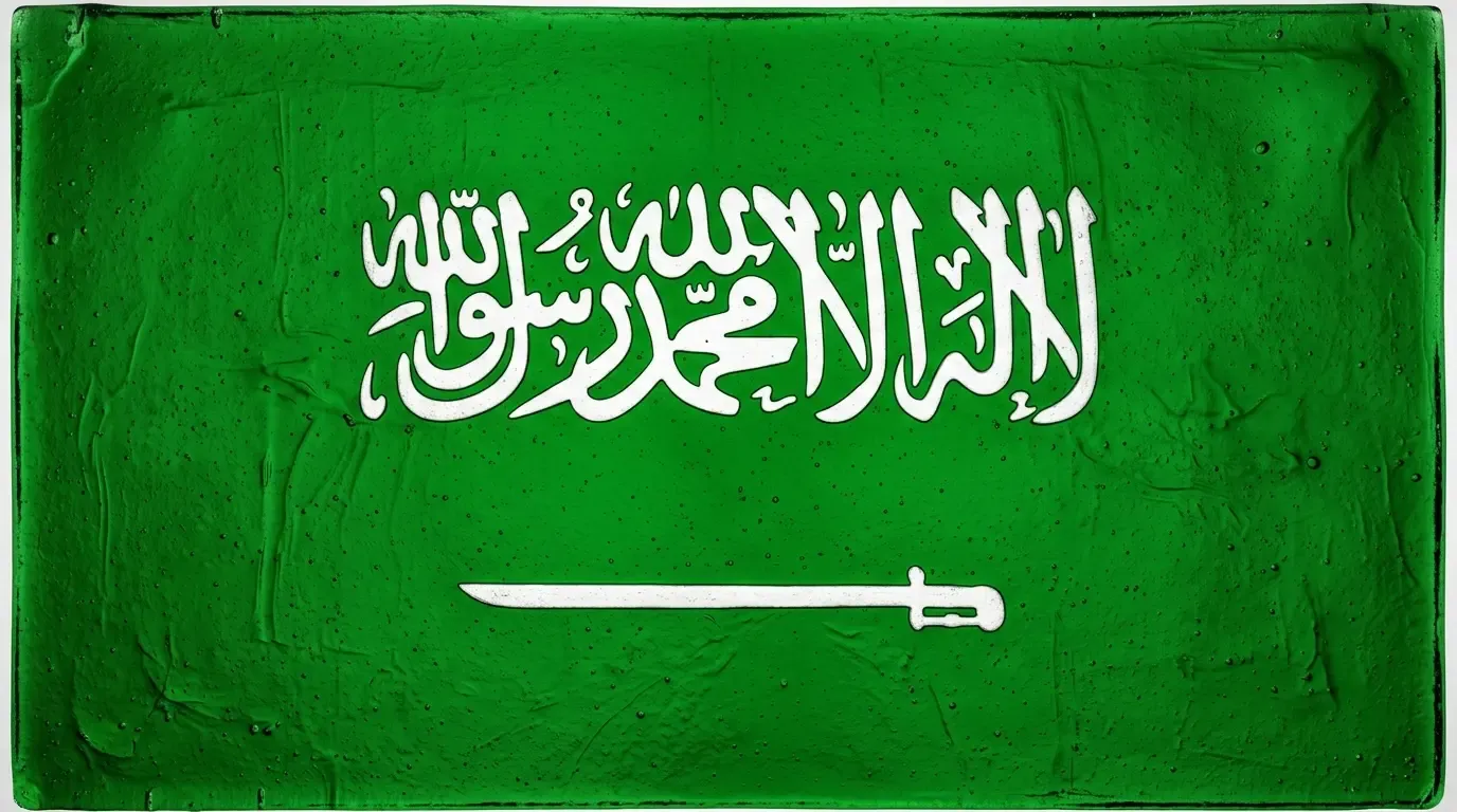Artistic fused glass panel with the flag of Saudi Arabia
