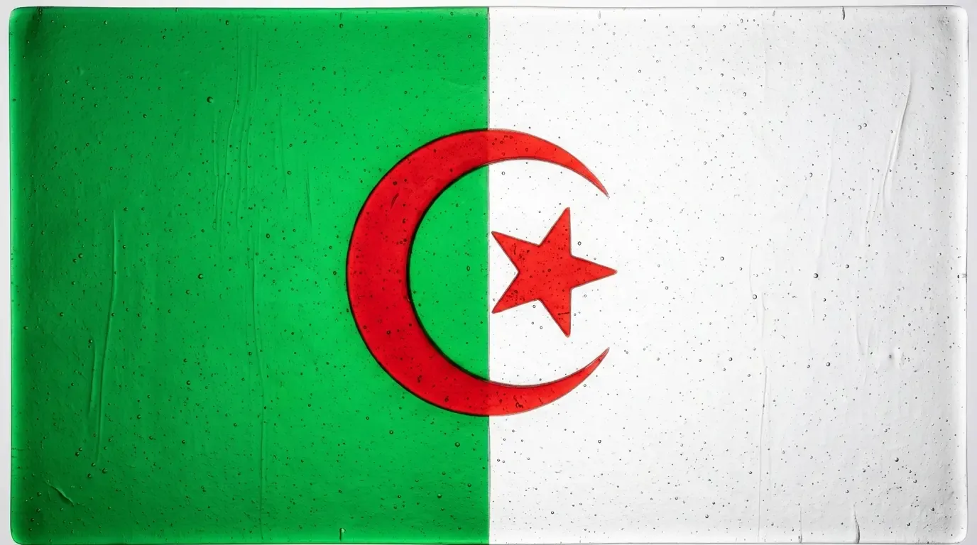 Artistic fused glass panel with the flag of Algeria