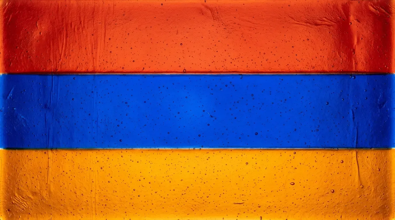 Artistic fused glass panel with the flag of Armenia
