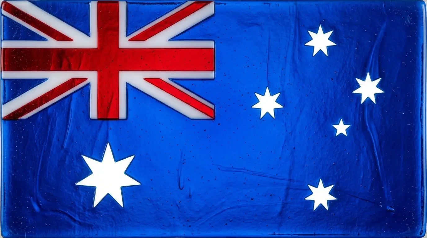 Panneau artistique en verre fusionné avec le drapeau de Australie