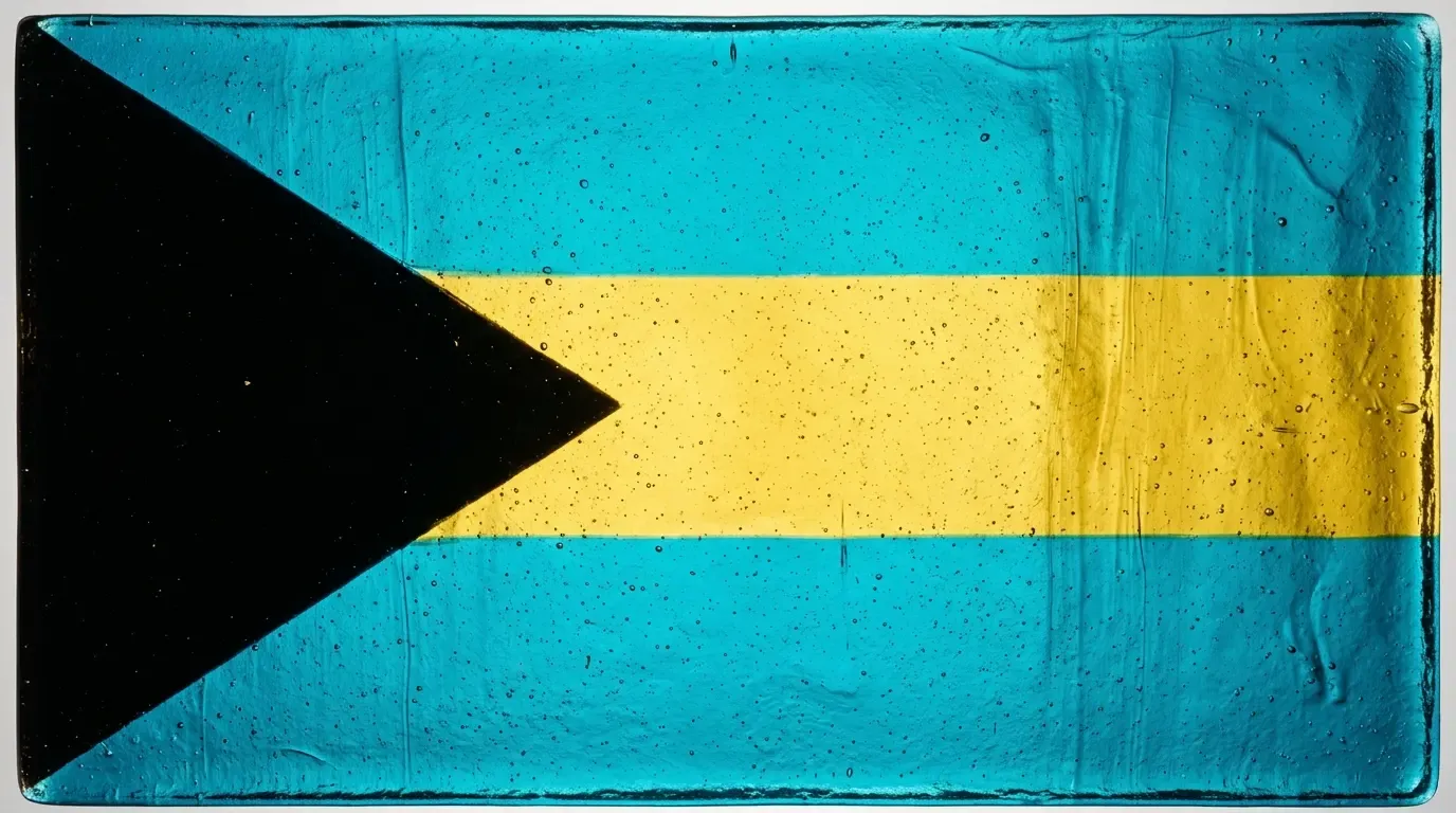 Panneau artistique en verre fusionné avec le drapeau de Bahamas