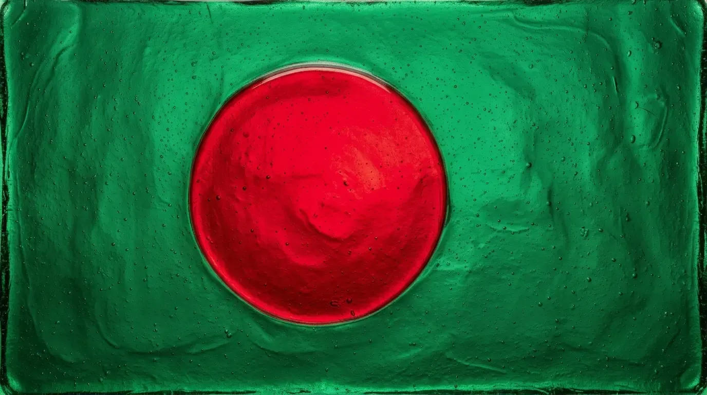 Panneau artistique en verre fusionné avec le drapeau de Bangladesh
