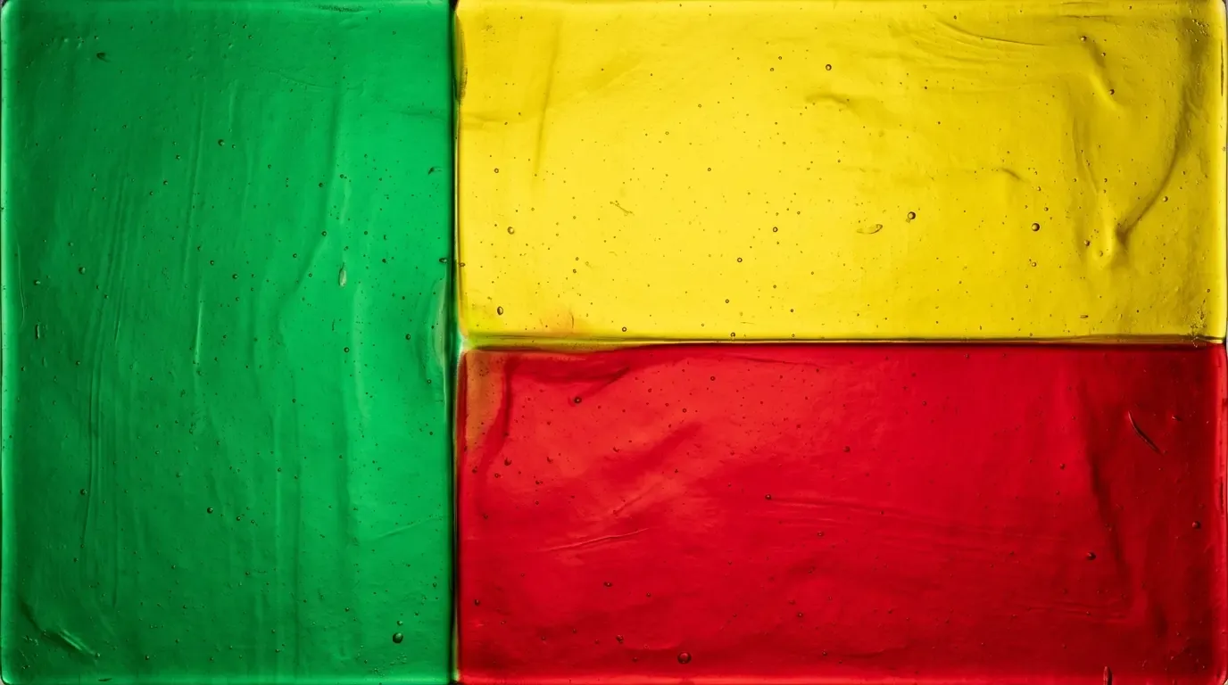 Panneau artistique en verre fusionné avec le drapeau de Bénin