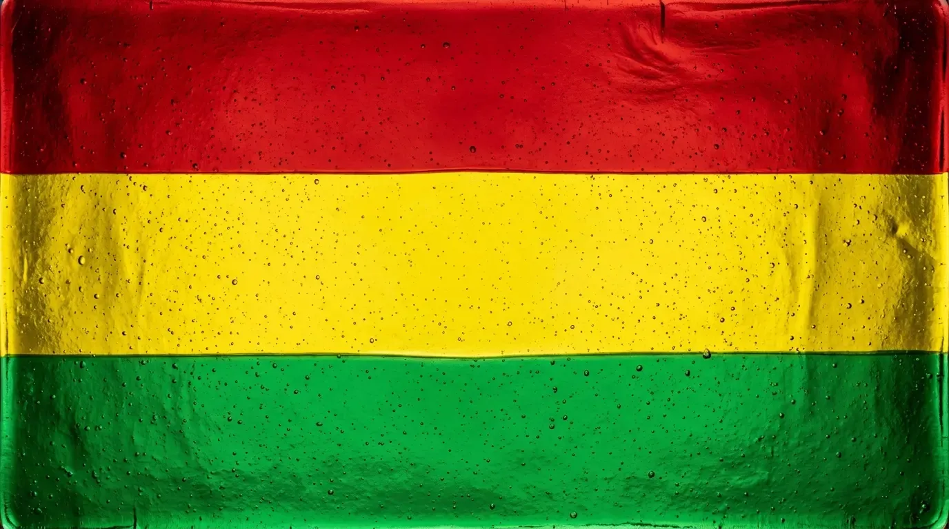 Artistic fused glass panel with the flag of Bolivia
