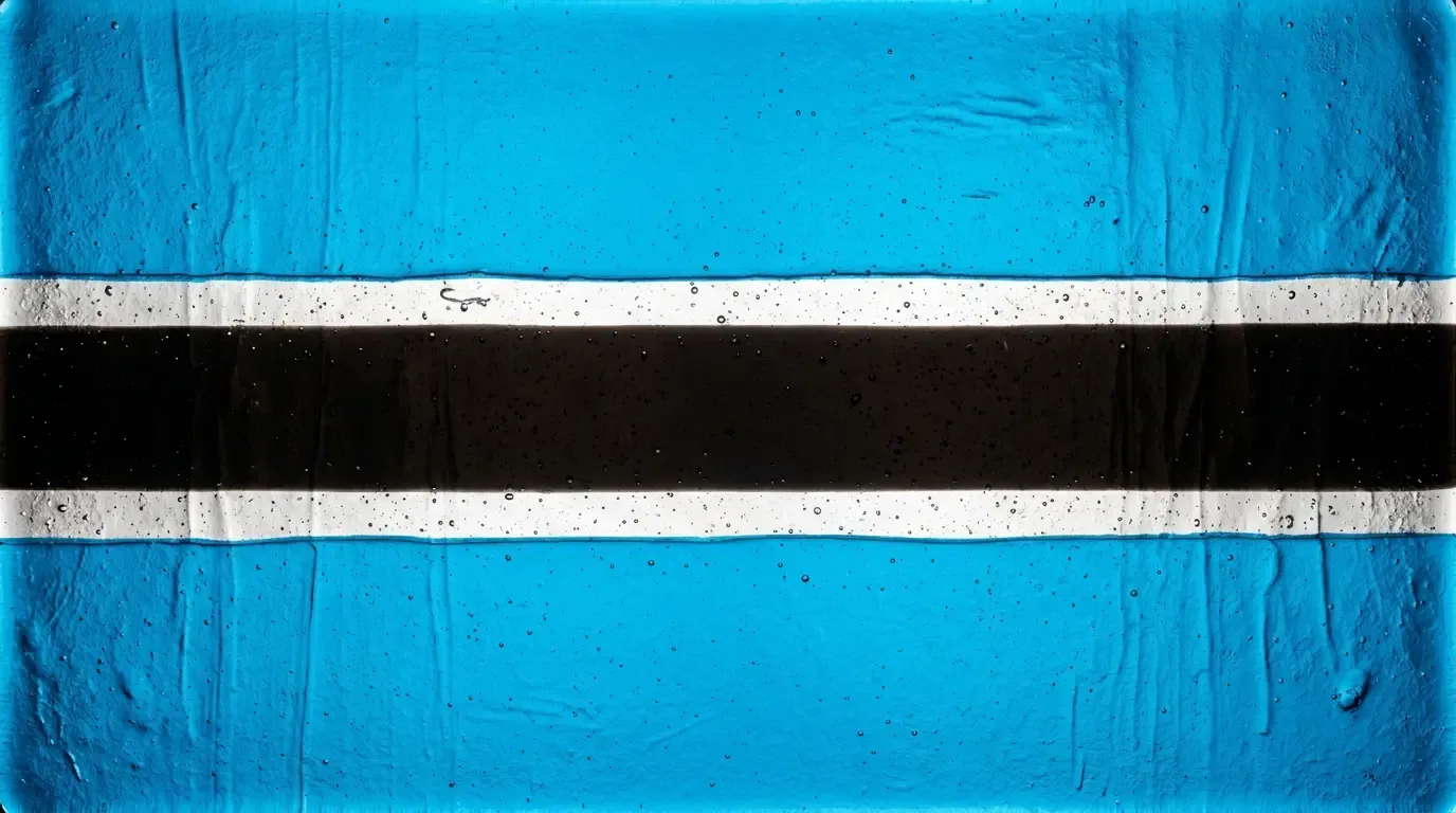 Artistic fused glass panel with the flag of Botswana