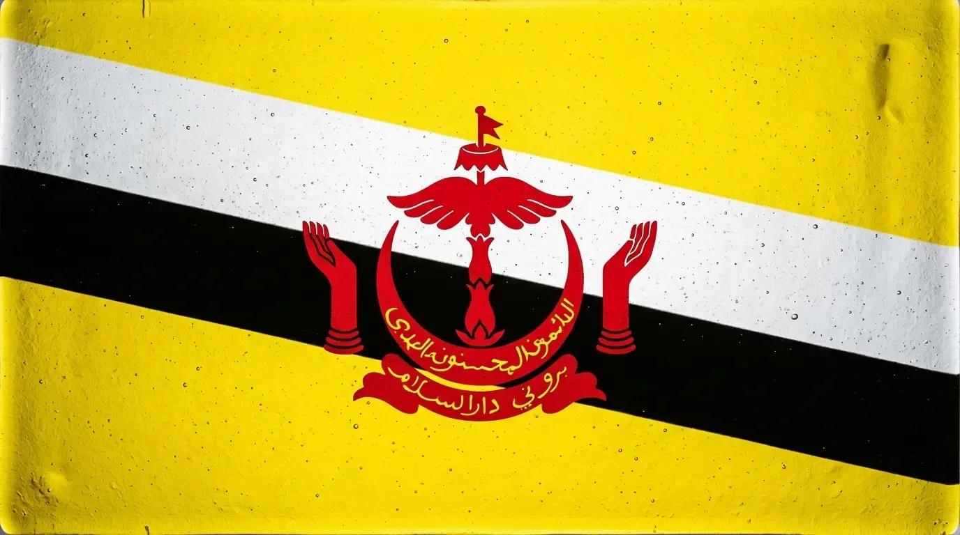 Artistic fused glass panel with the flag of Brunei
