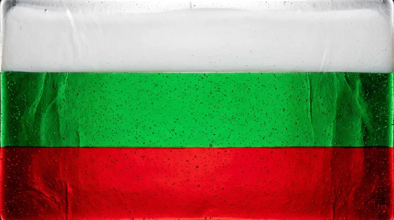 Panel artístico de vidrio fundido con la bandera de Bulgaria