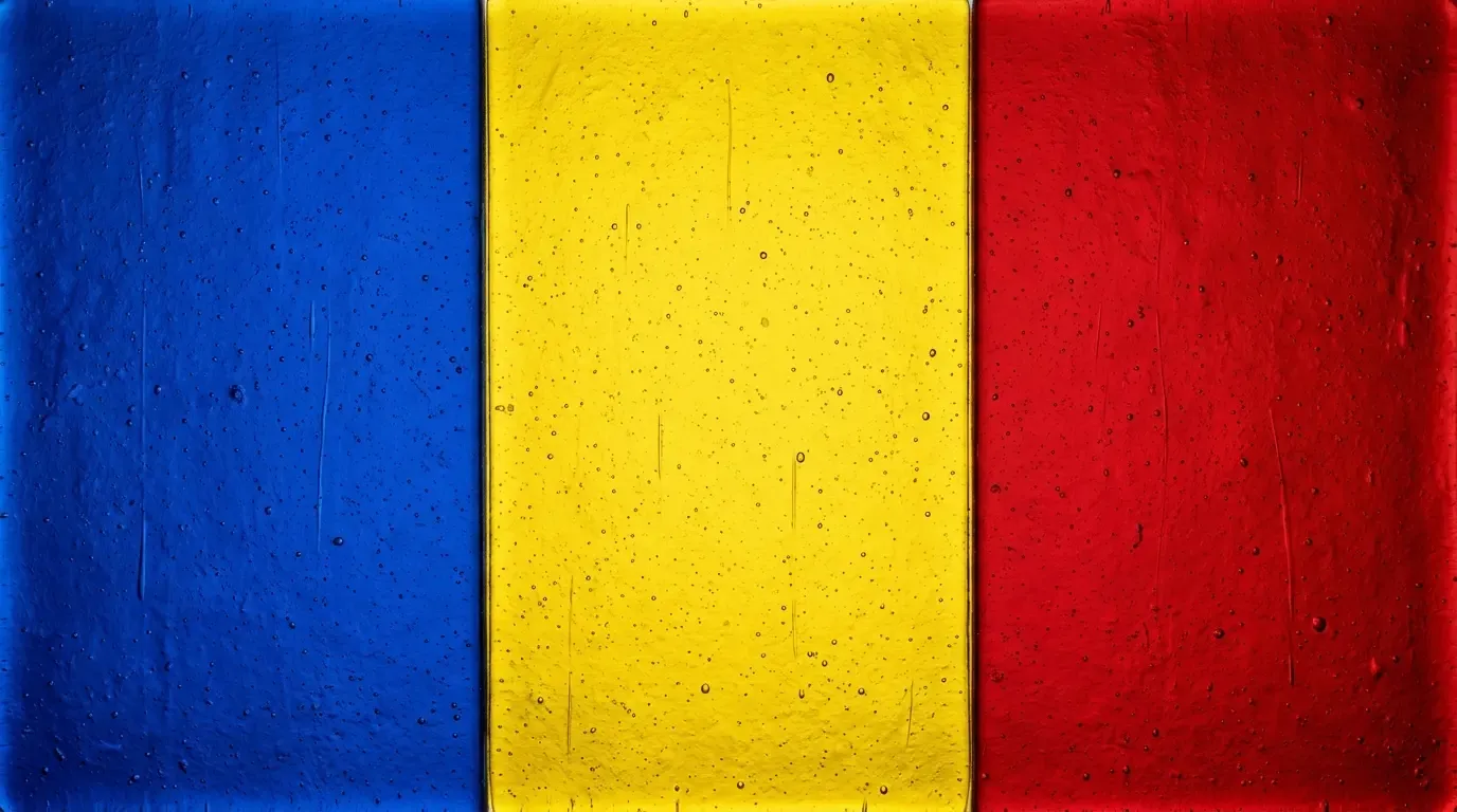 Artistic fused glass panel with the flag of Chad