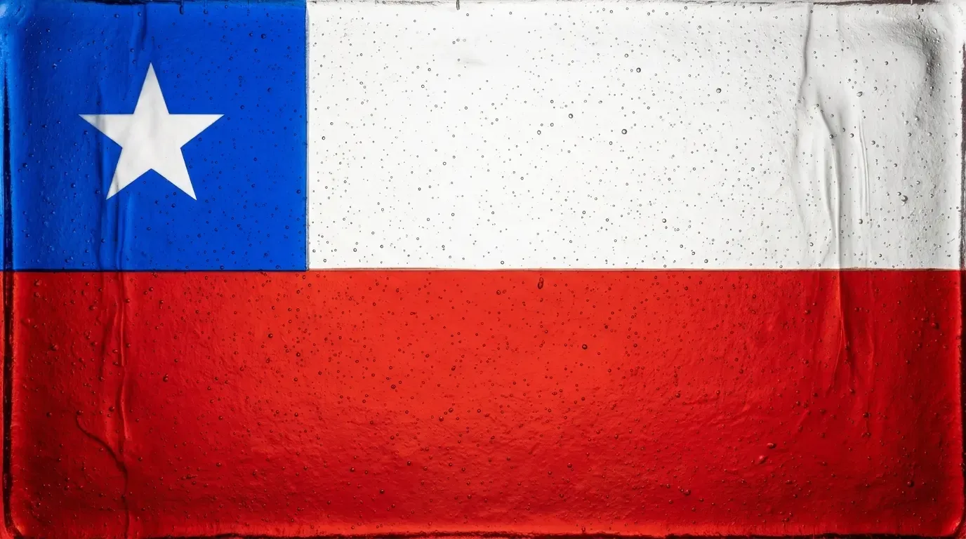 Artistic fused glass panel with the flag of Chile