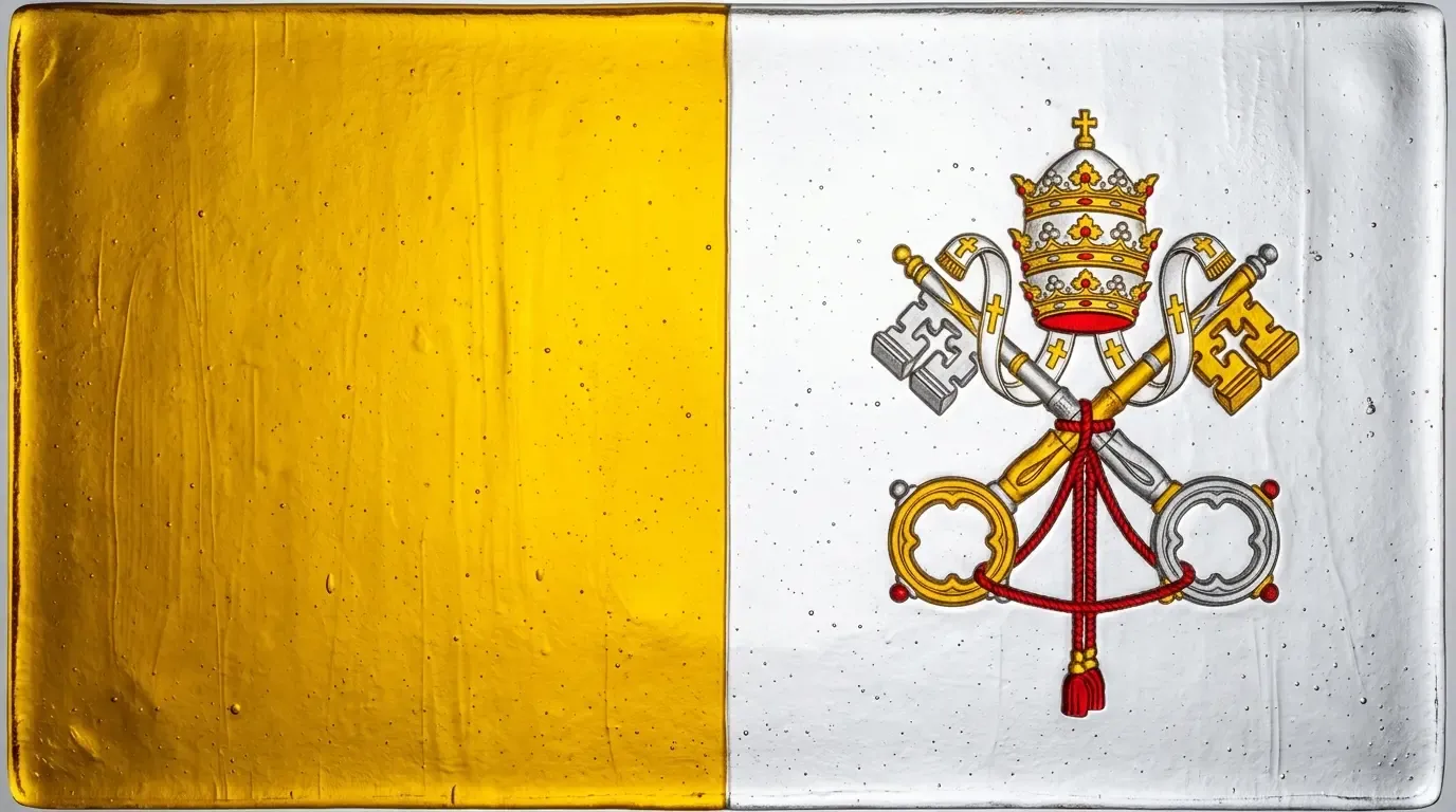 Panneau artistique en verre fusionné avec le drapeau de Cité du Vatican