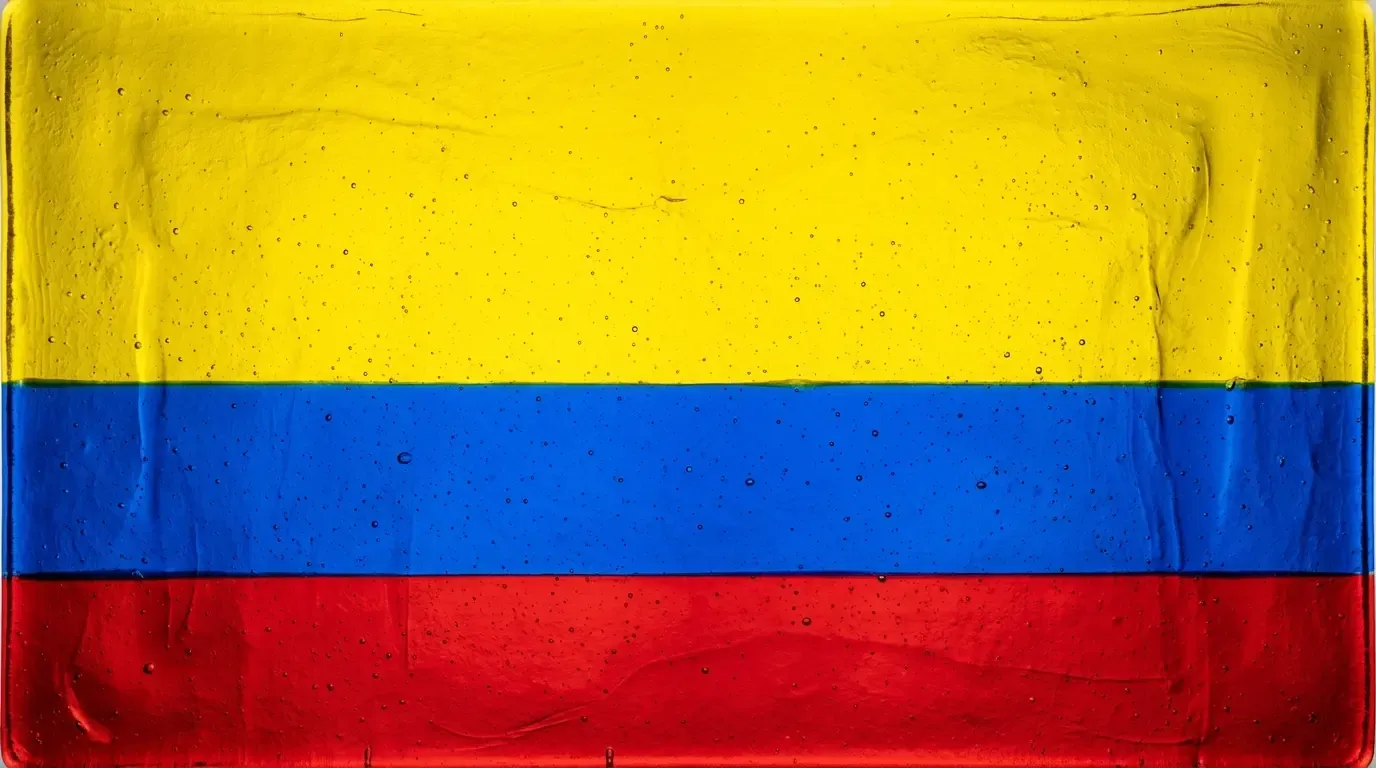 Panneau artistique en verre fusionné avec le drapeau de Colombie