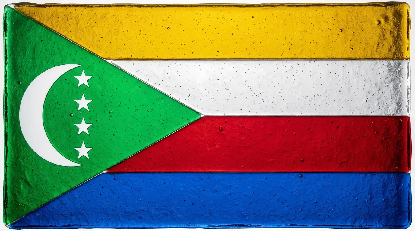 Artistic fused glass panel with the flag of Comoros