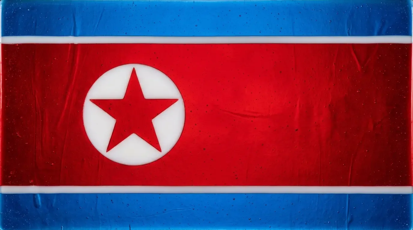 Panneau artistique en verre fusionné avec le drapeau de Corée du Nord