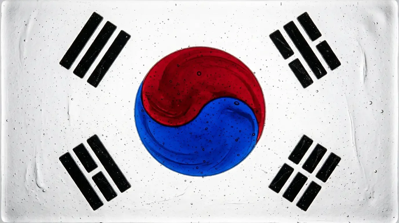 Panneau artistique en verre fusionné avec le drapeau de Corée du Sud