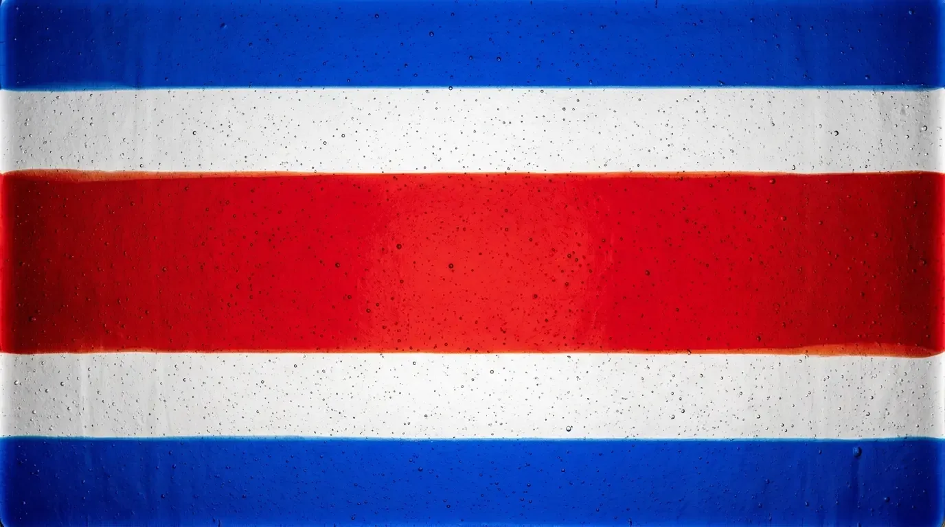Artistic fused glass panel with the flag of Costa Rica