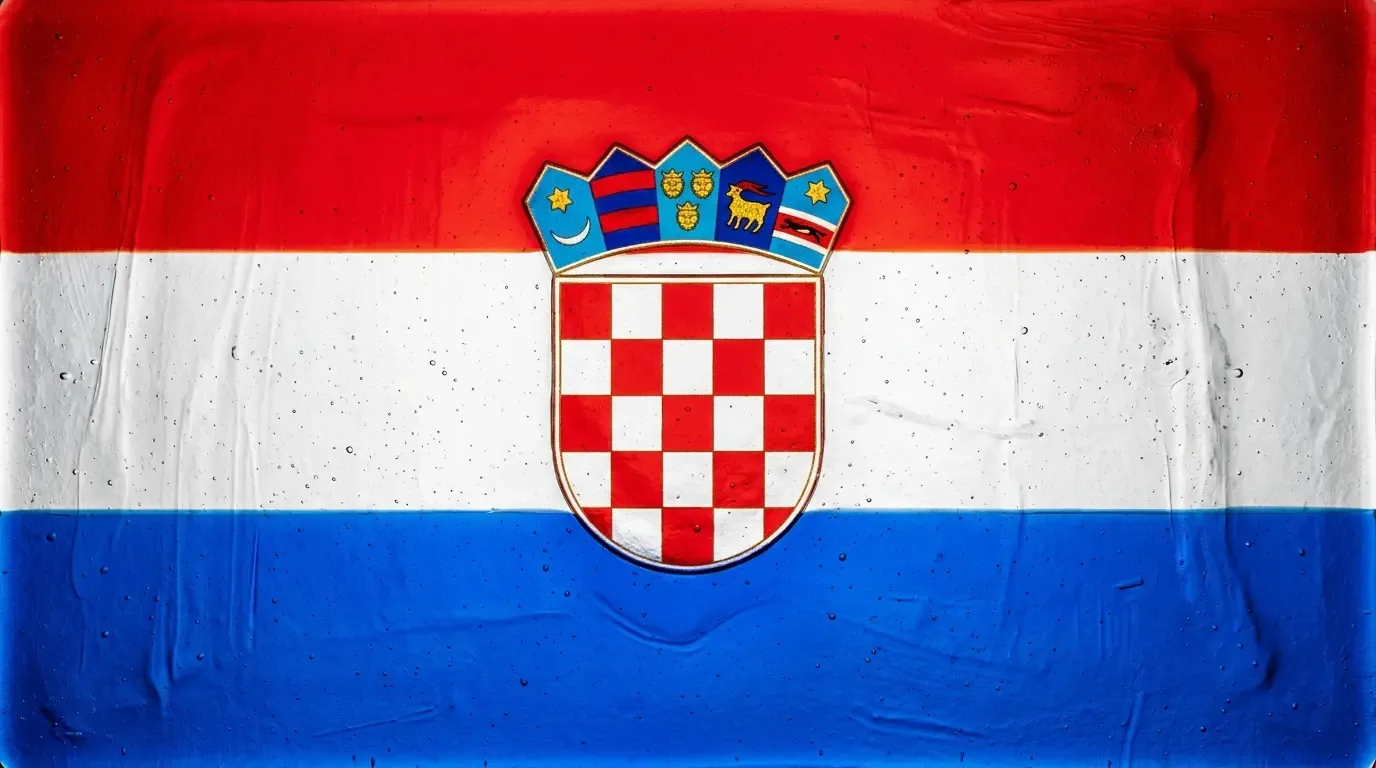 Artistic fused glass panel with the flag of Croatia