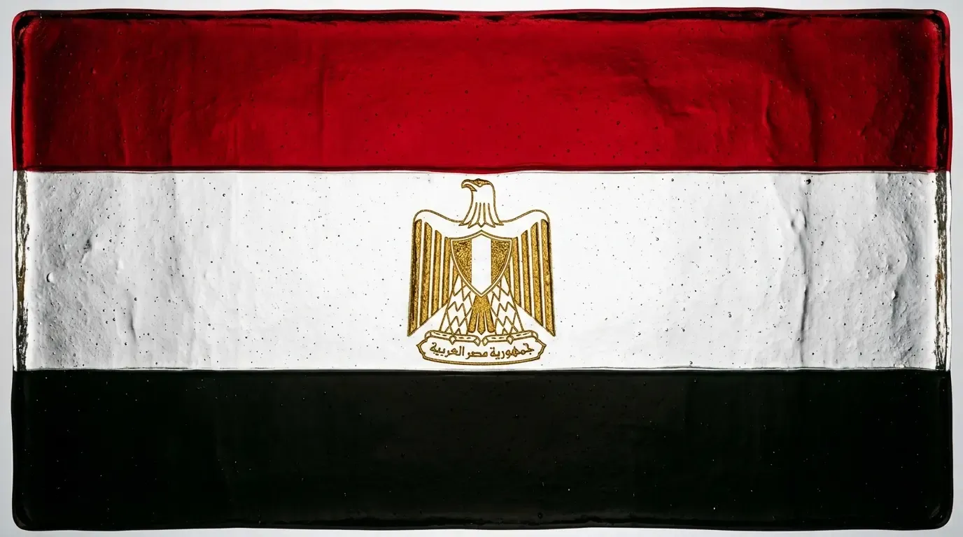 Panneau artistique en verre fusionné avec le drapeau de Égypte