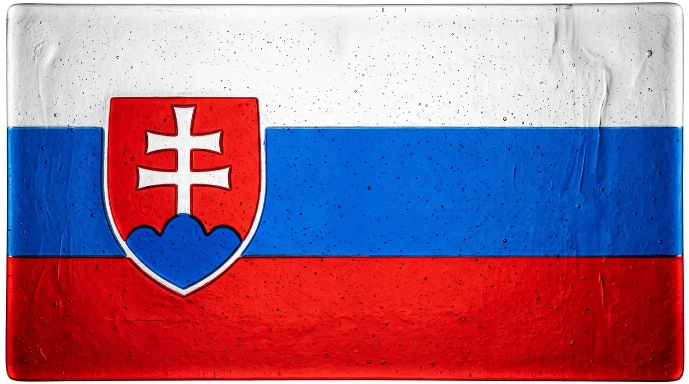 Artistic fused glass panel with the flag of Slovakia