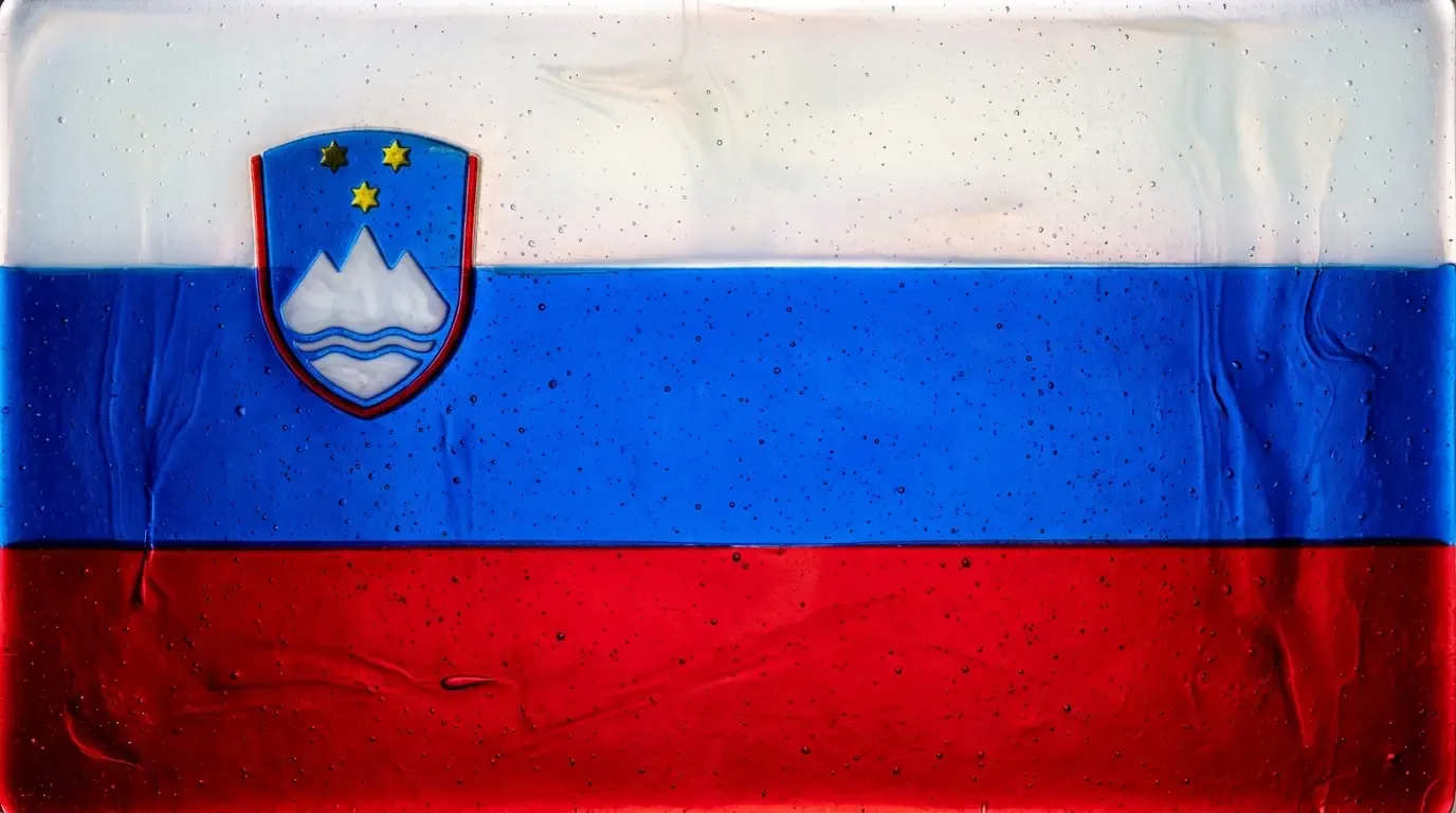 Artistic fused glass panel with the flag of Slovenia