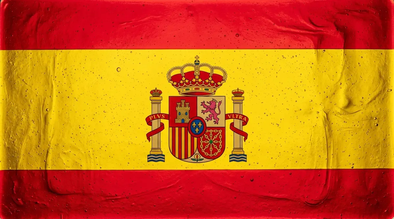 Artistic fused glass panel with the flag of Spain