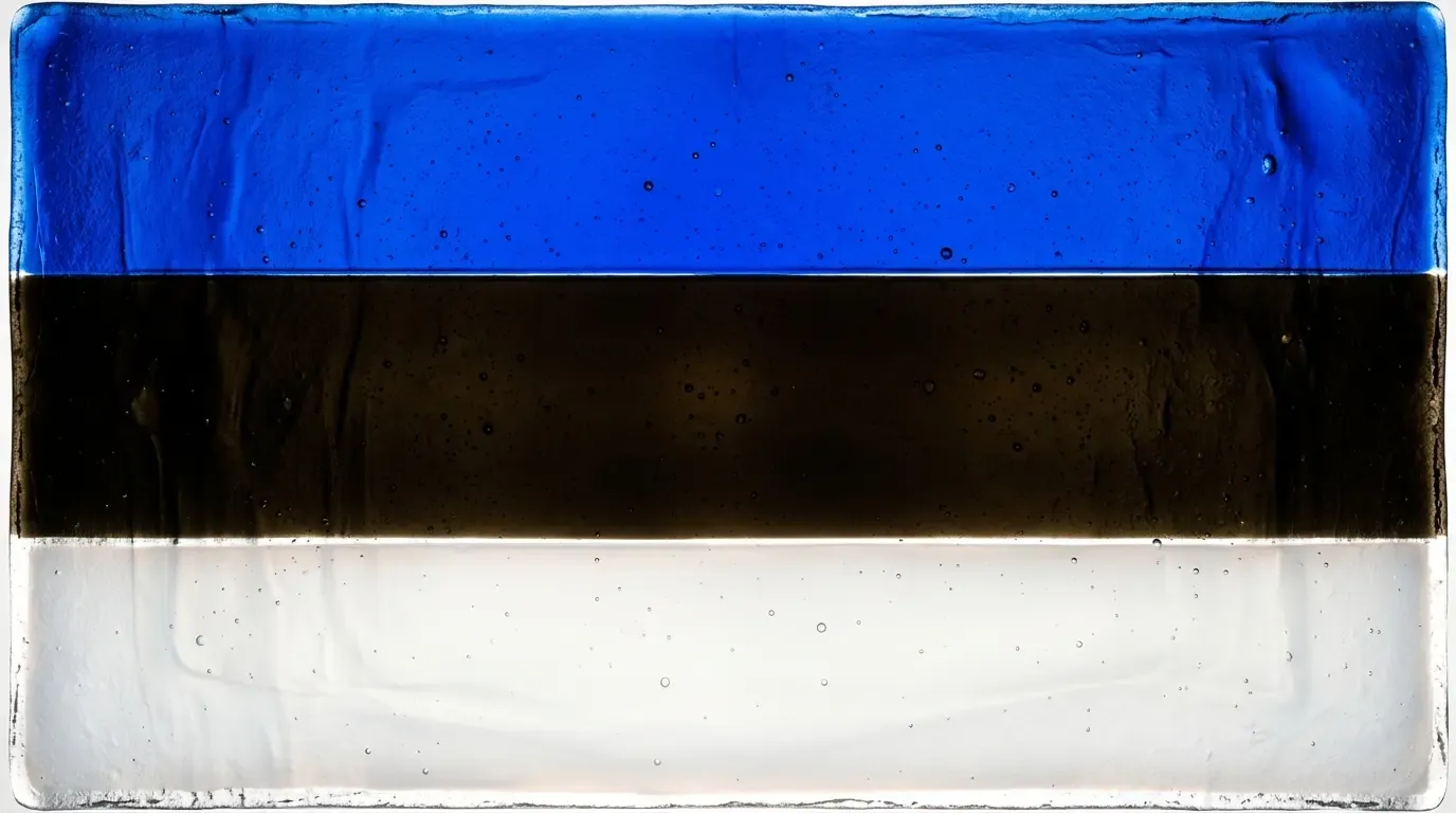 Artistic fused glass panel with the flag of Estonia