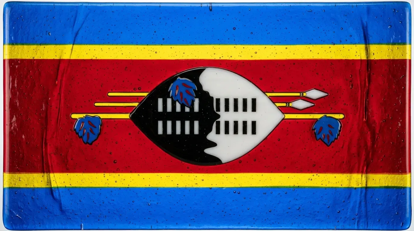 Panneau artistique en verre fusionné avec le drapeau de Eswatini
