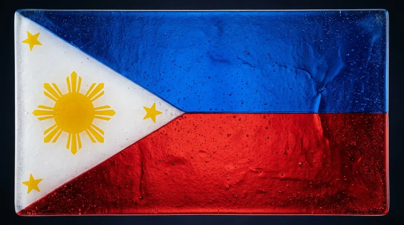 Artistic fused glass panel with the flag of Philippines