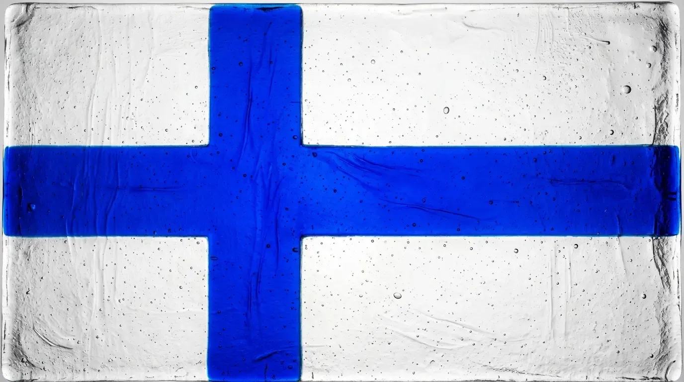 Panneau artistique en verre fusionné avec le drapeau de Finlande