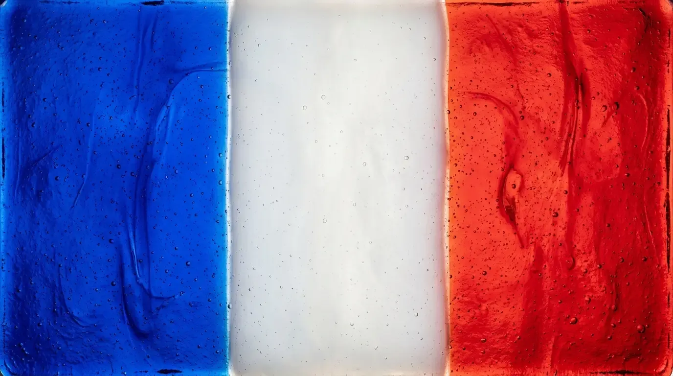 Artistic fused glass panel with the flag of France