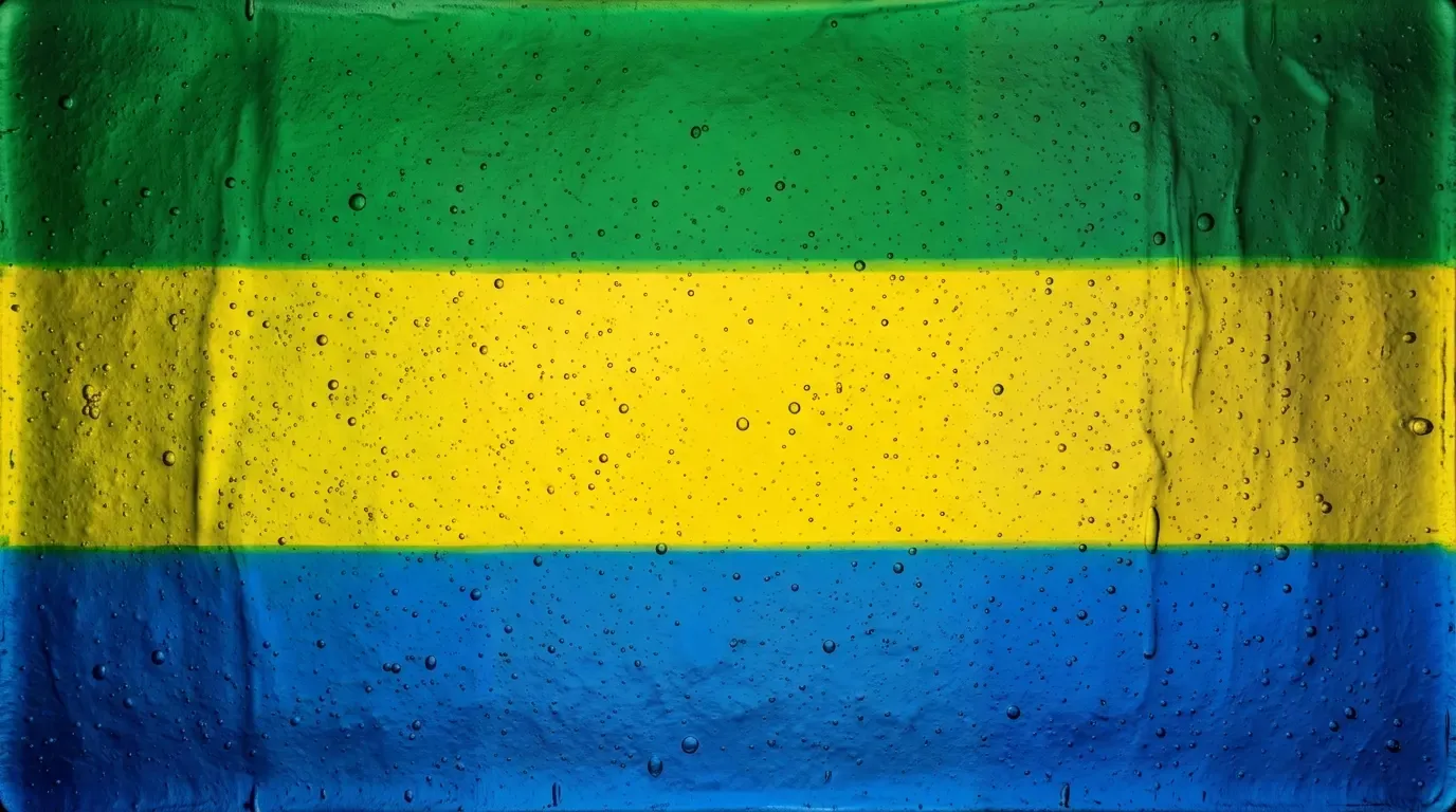 Artistic fused glass panel with the flag of Gabon