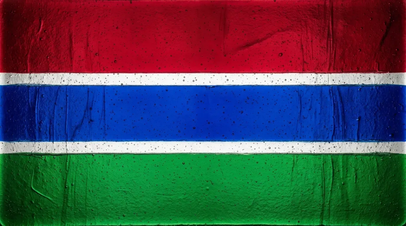 Panel artístico de vidrio fundido con la bandera de Gambia