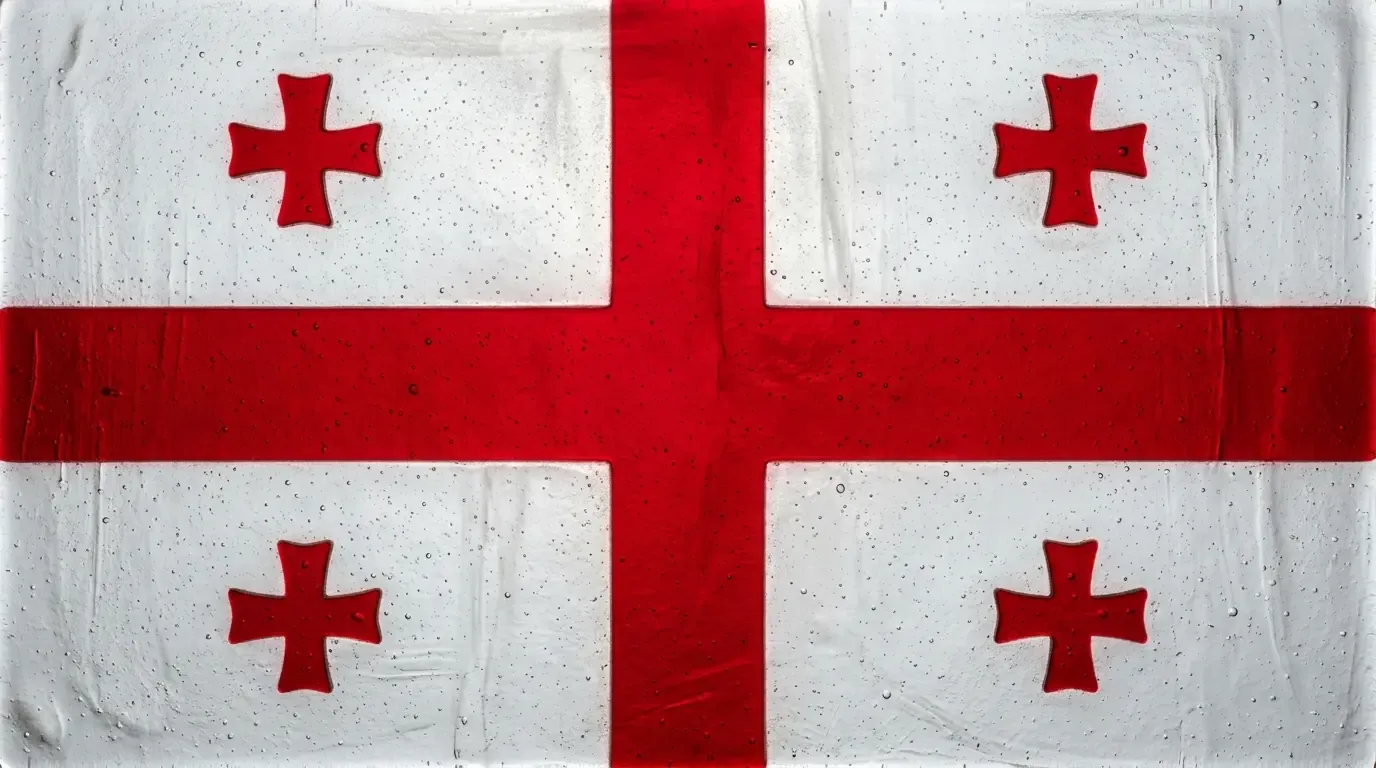 Artistic fused glass panel with the flag of Georgia