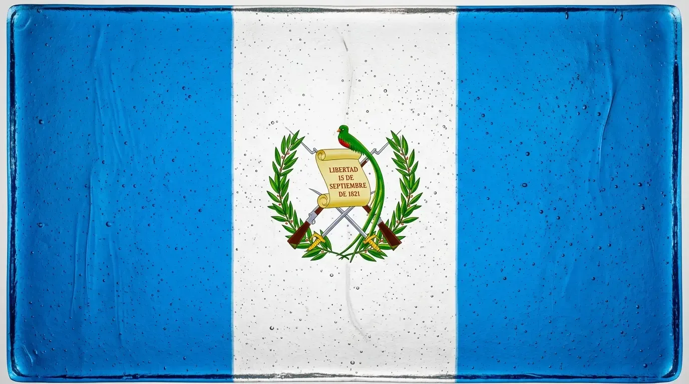 Panneau artistique en verre fusionné avec le drapeau de Guatemala