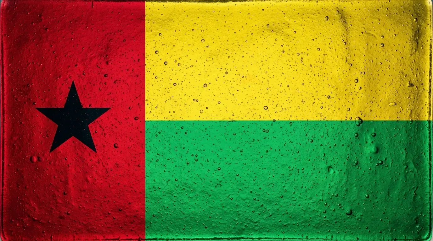 Panneau artistique en verre fusionné avec le drapeau de Guinée-Bissau