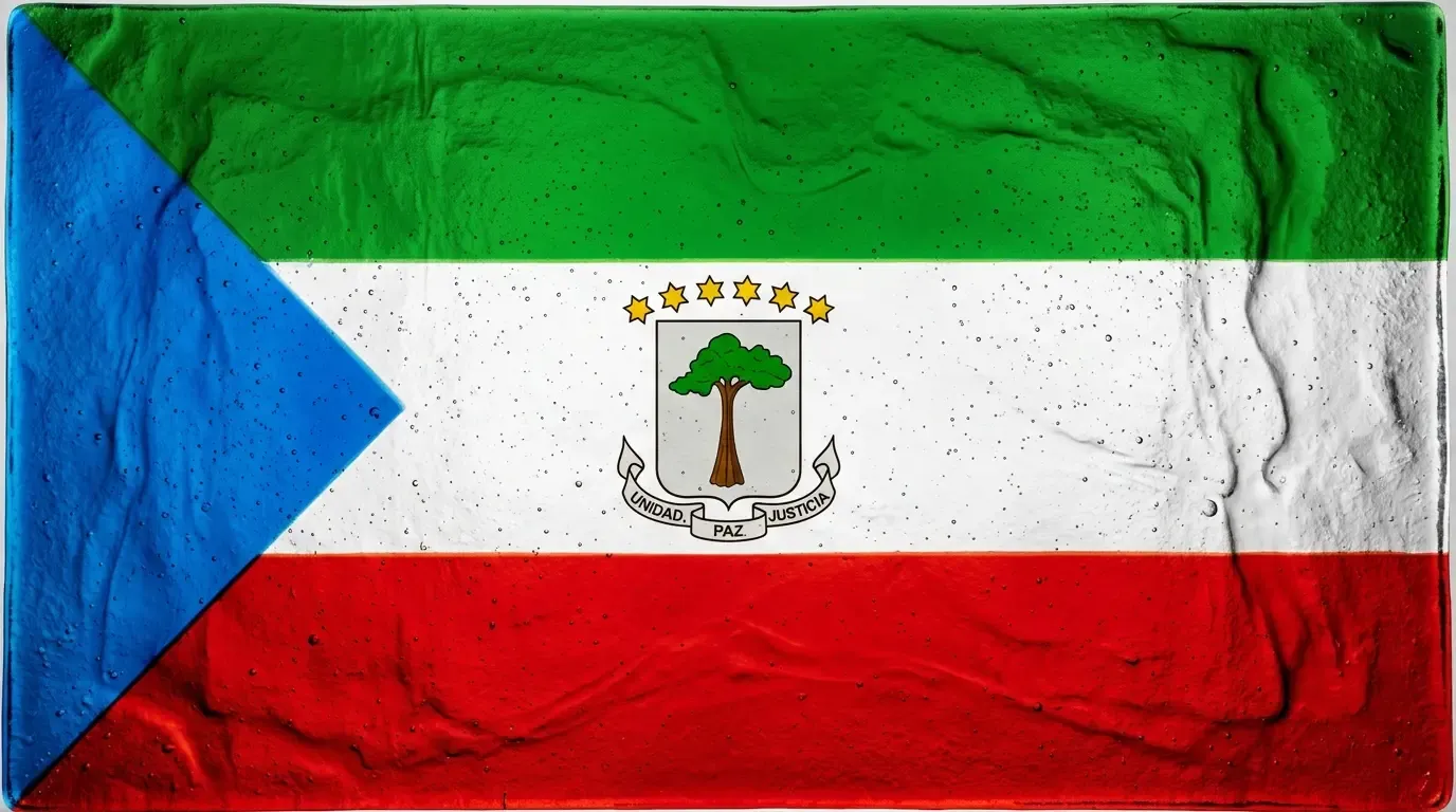 Artistic fused glass panel with the flag of Equatorial Guinea