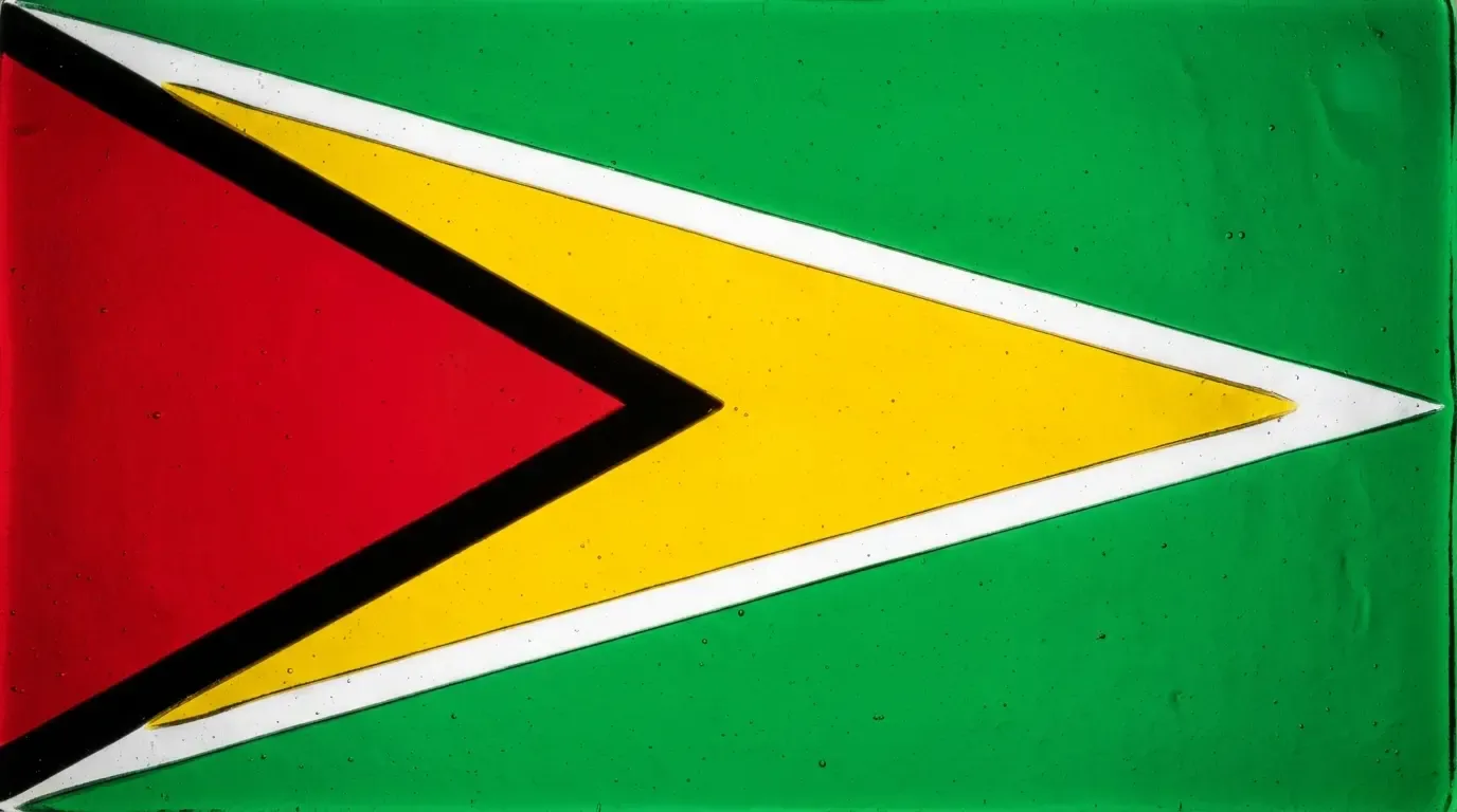 Panneau artistique en verre fusionné avec le drapeau de Guyana