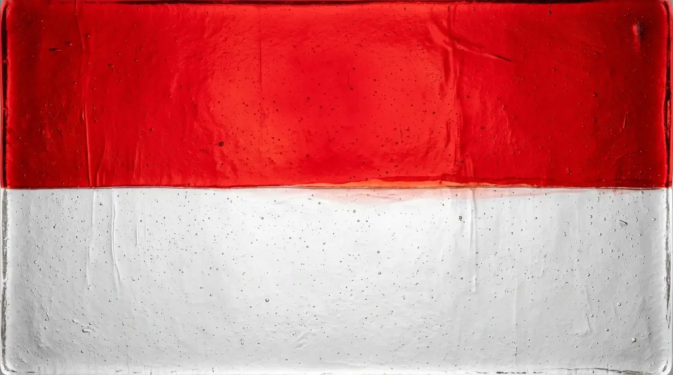 Artistic fused glass panel with the flag of Indonesia