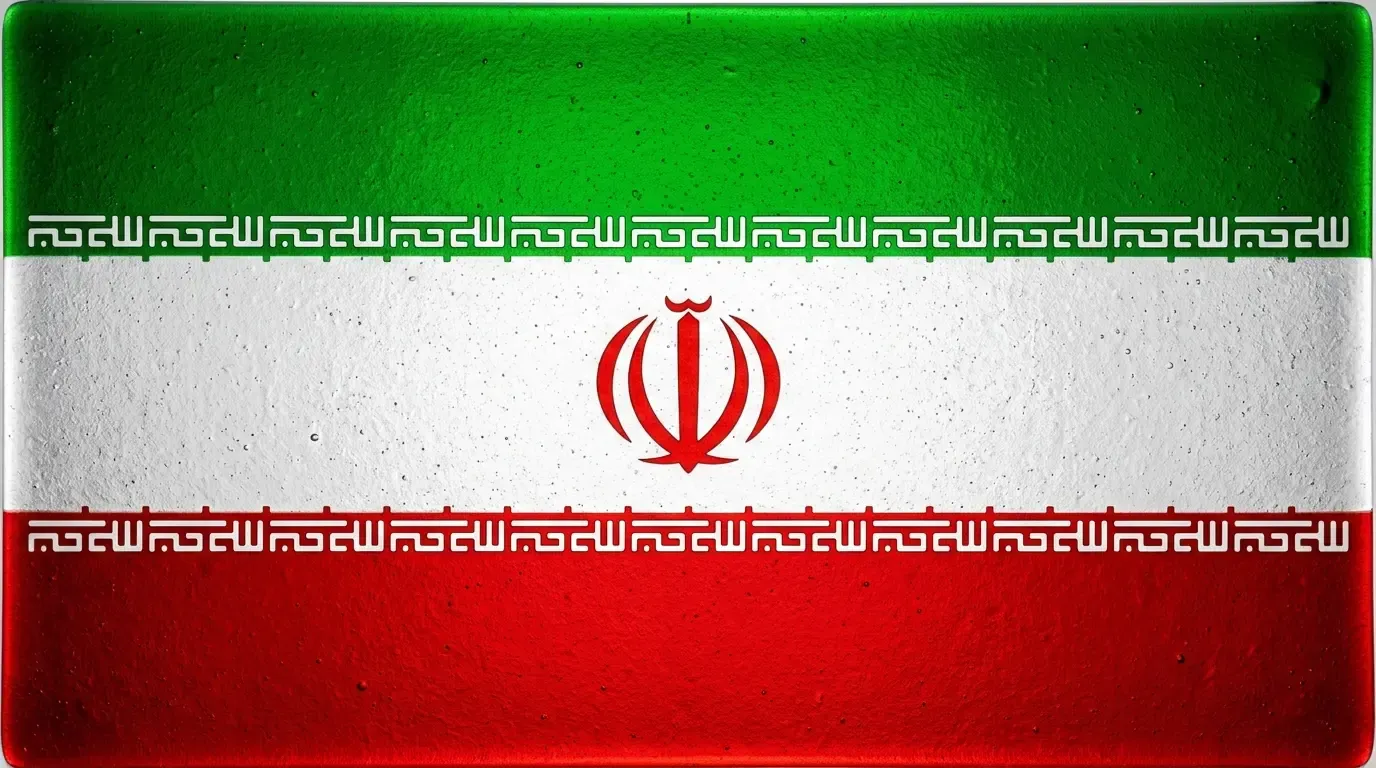 Artistic fused glass panel with the flag of Iran