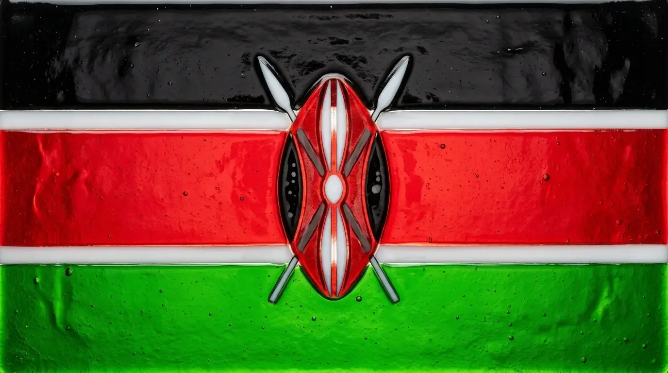 Panneau artistique en verre fusionné avec le drapeau de Kenya
