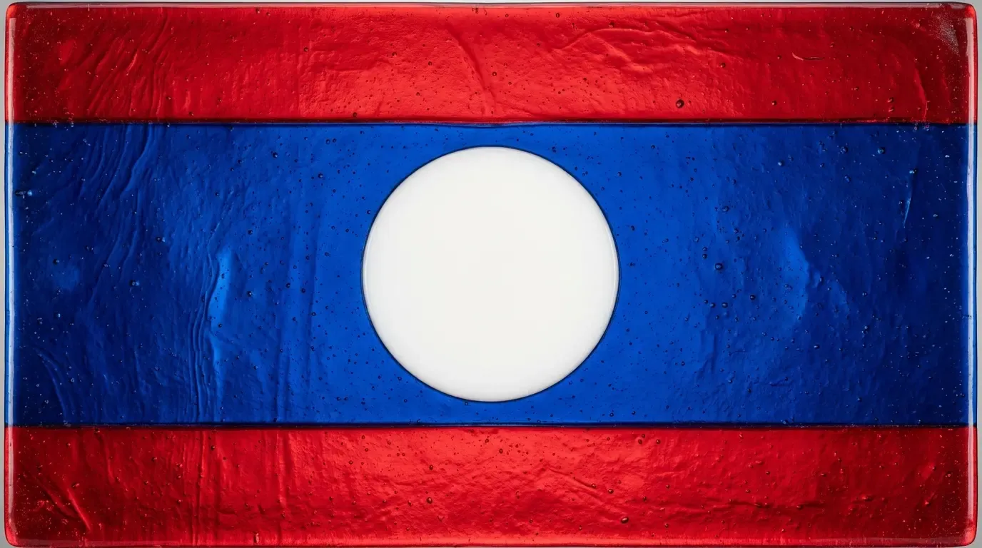 Panneau artistique en verre fusionné avec le drapeau de Laos