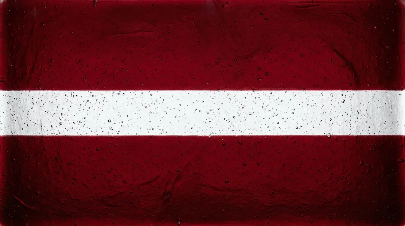 Artistic fused glass panel with the flag of Latvia