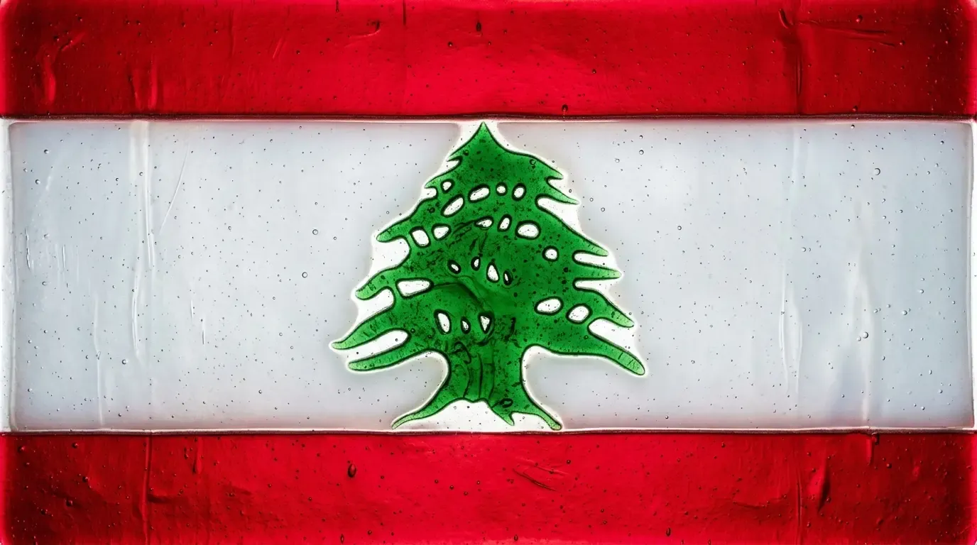 Panneau artistique en verre fusionné avec le drapeau de Liban