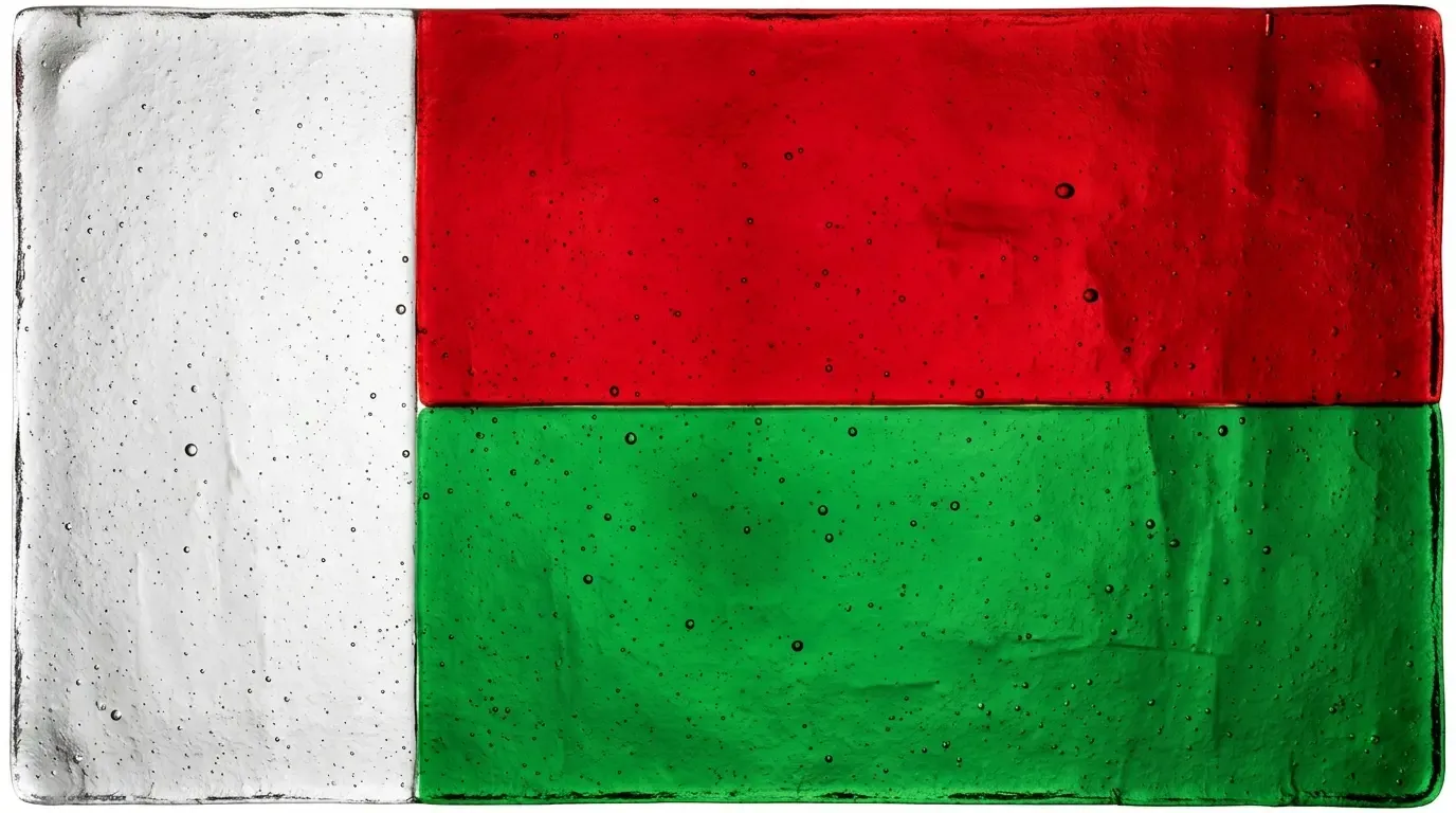 Panneau artistique en verre fusionné avec le drapeau de Madagascar
