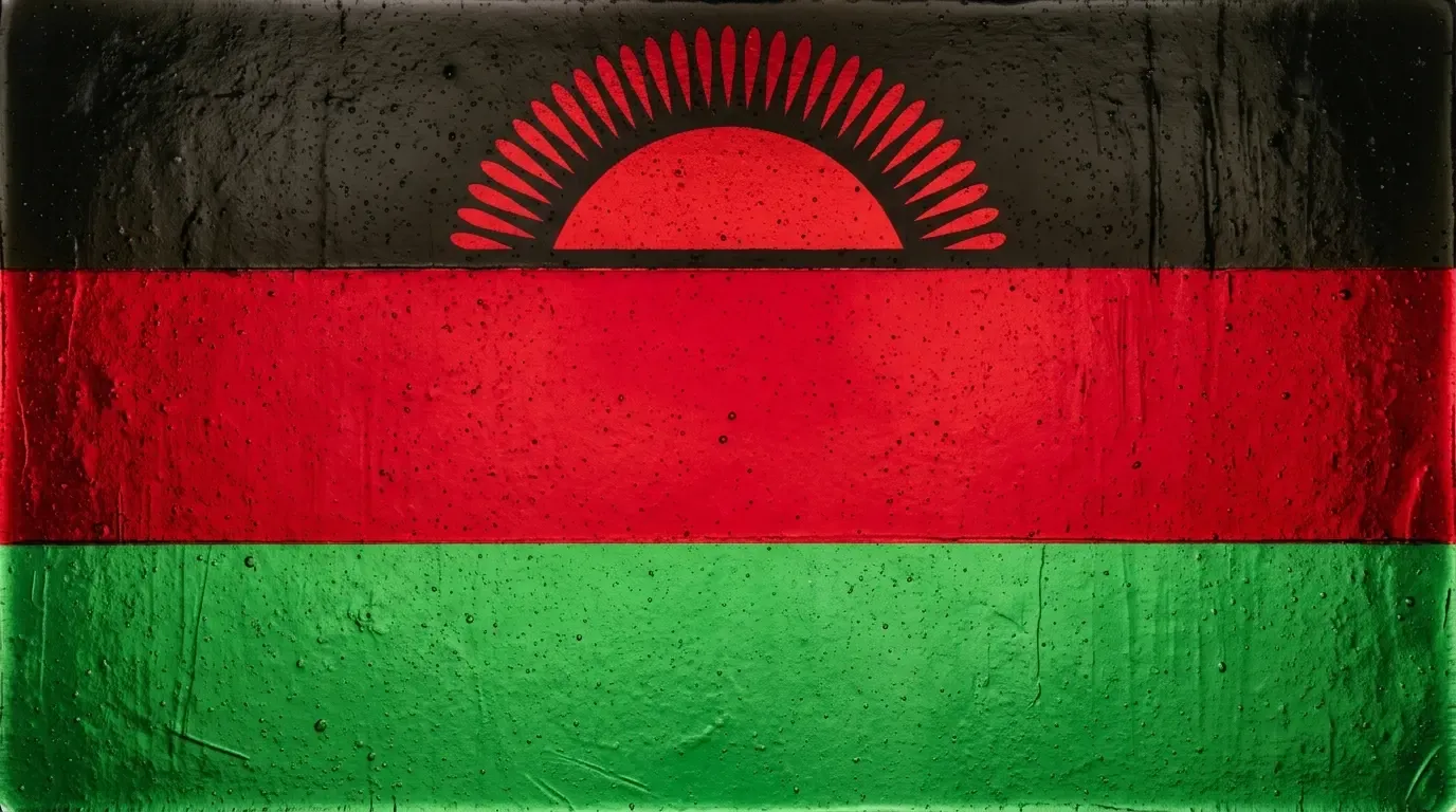 Panneau artistique en verre fusionné avec le drapeau de Malawi
