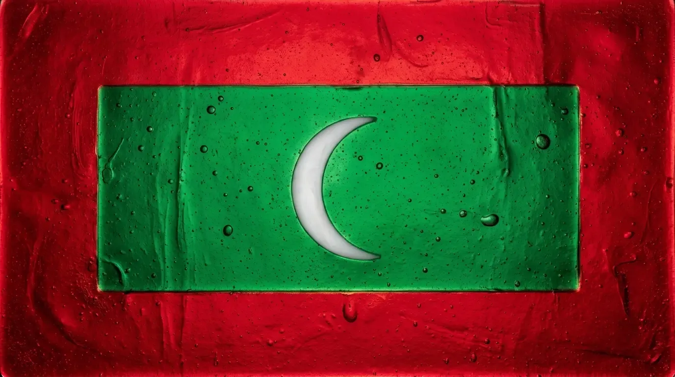 Artistic fused glass panel with the flag of Maldives