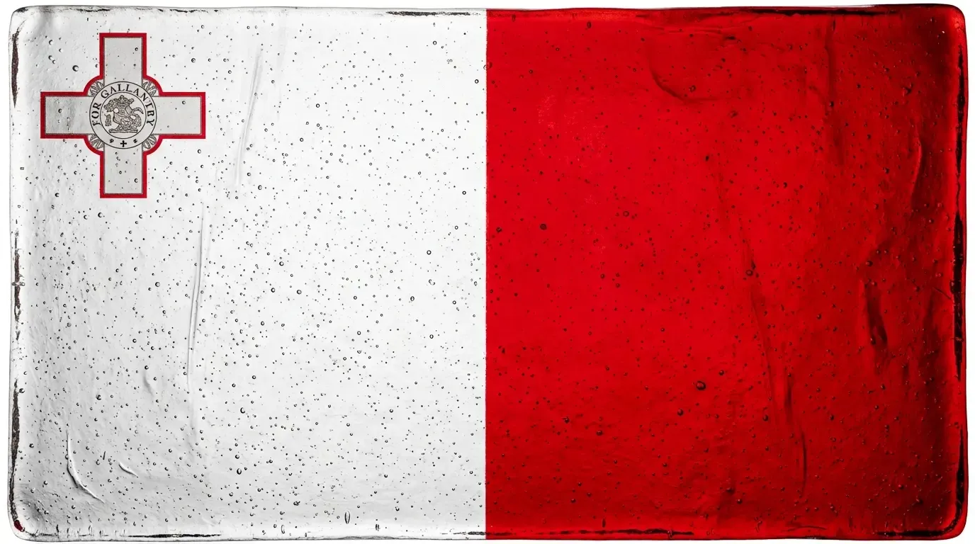 Panneau artistique en verre fusionné avec le drapeau de Malte