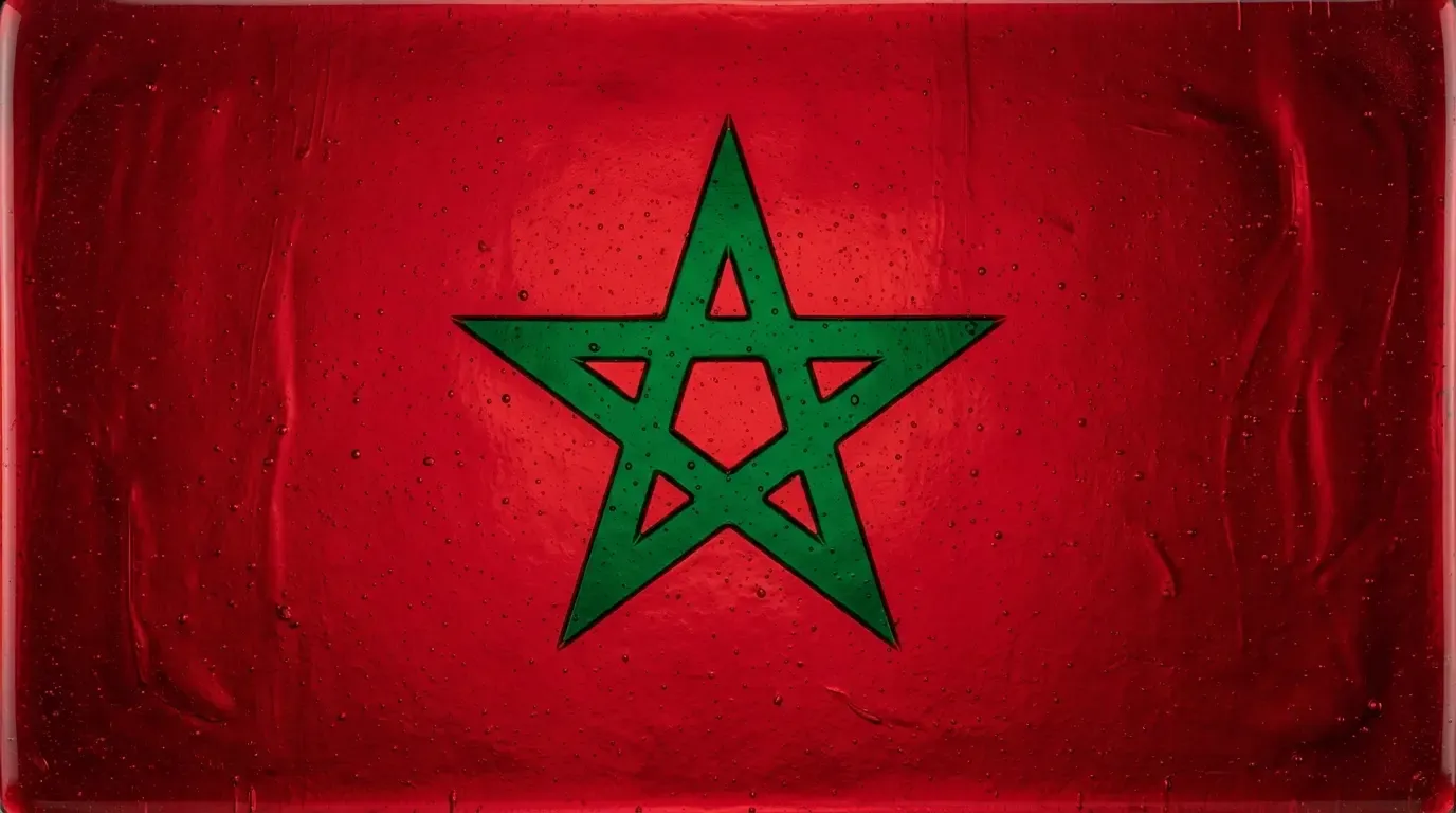 Panneau artistique en verre fusionné avec le drapeau de Maroc